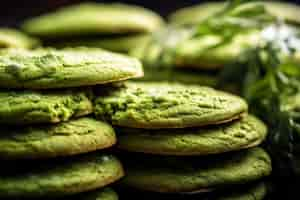 Free photo delicious matcha cookies arrangement