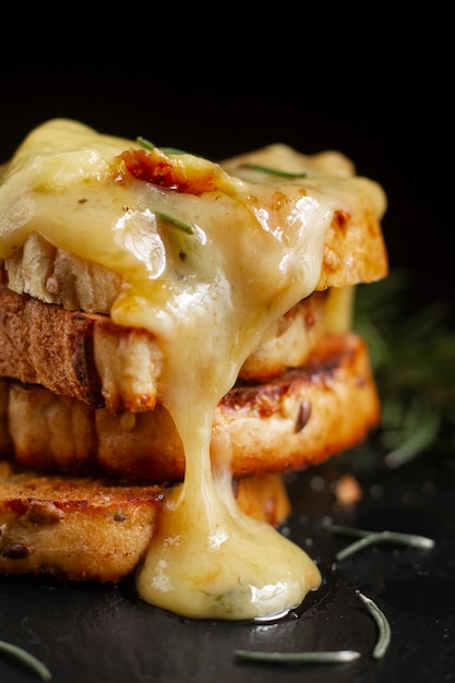 Free Photo delicious melted cheese snack