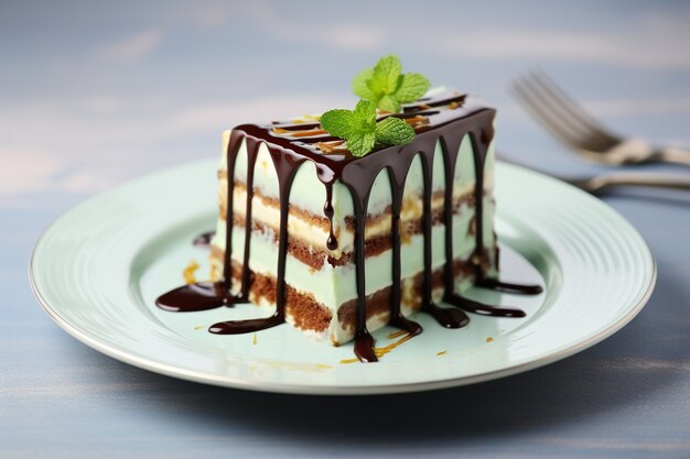 Delicious mint cake with icing