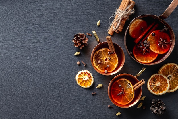 Free photo delicious mulled wine concept with copy space