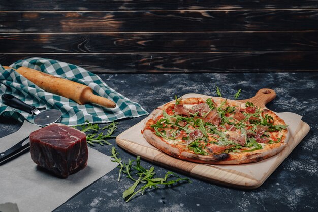 Delicious Neapolitan pizza on a board