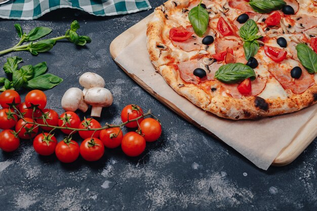 Delicious Neapolitan pizza on a board