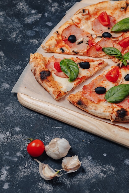 Delicious Neapolitan pizza on a board