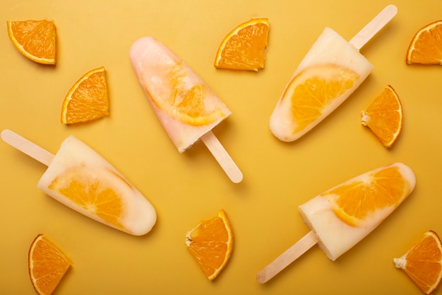 Delicious orange ice cream pop stickles