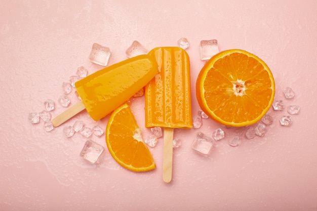 Delicious orange ice cream pop stickles