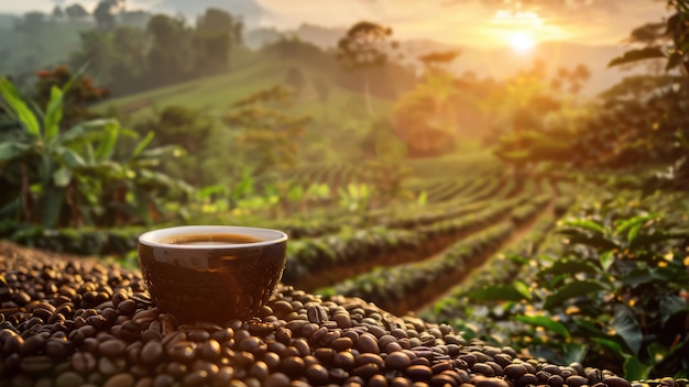 Delicious organic coffee still life