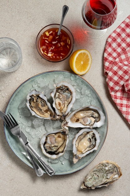 Free photo delicious  oysters ready to eat still life