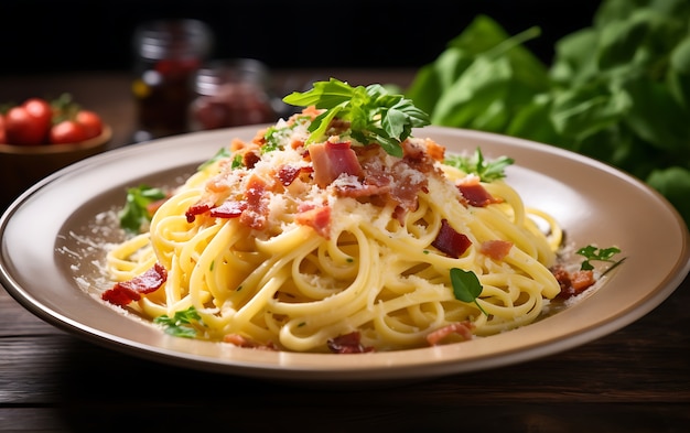 Delicious pasta on plate