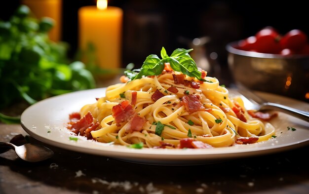 Delicious pasta on plate