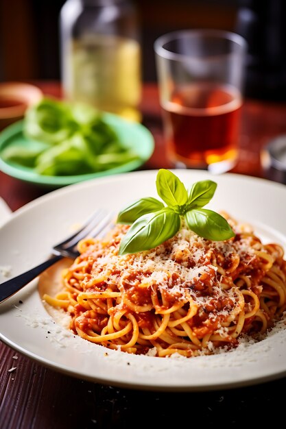 Delicious pasta on plate