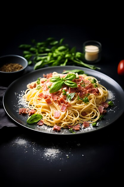 Delicious pasta on plate