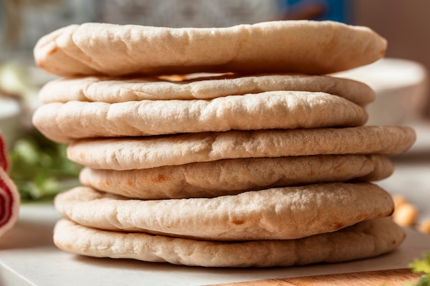 Delicious pita bread arrangement