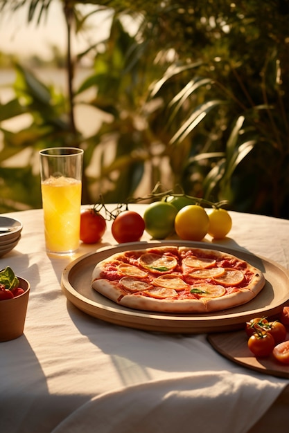 Free photo delicious pizza  outdoors