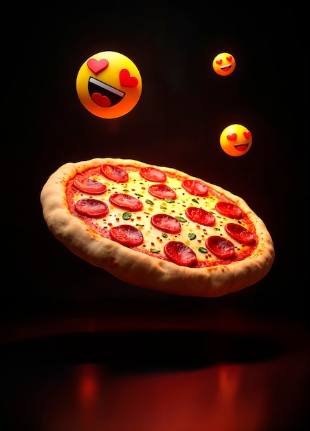 Free Photo delicious pizza with emojis