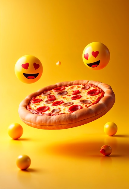 Delicious pizza with emojis