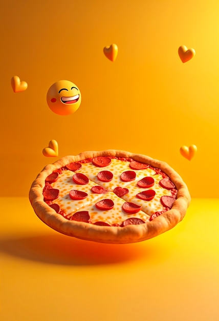 Delicious pizza with emojis