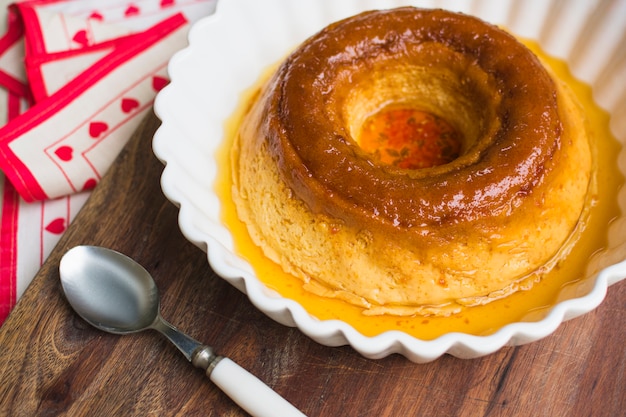 Delicious pudding in a bowl