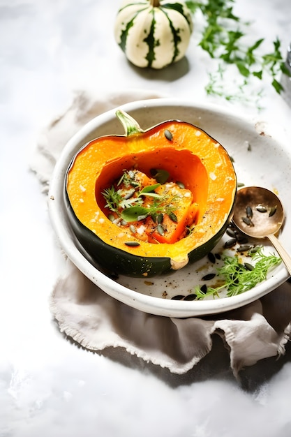 Free photo delicious pumpkin meal indoors