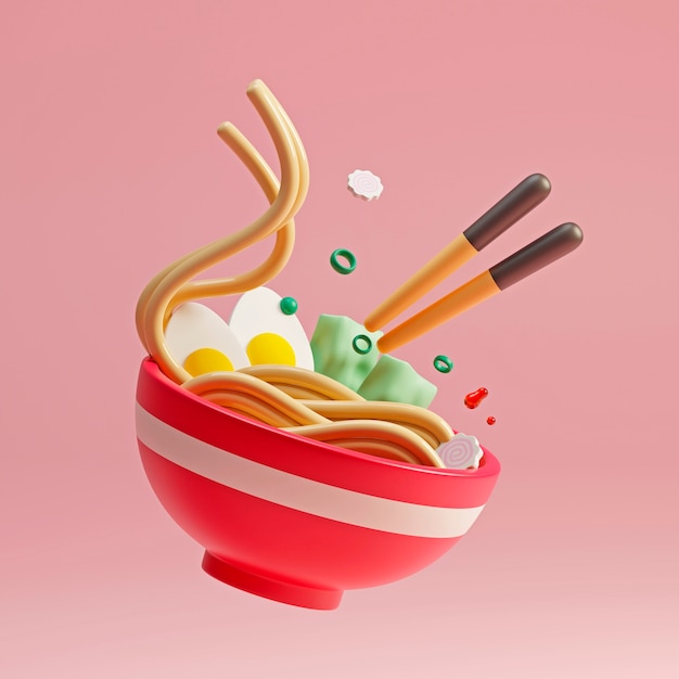 Delicious ramen with chopsticks arrangement