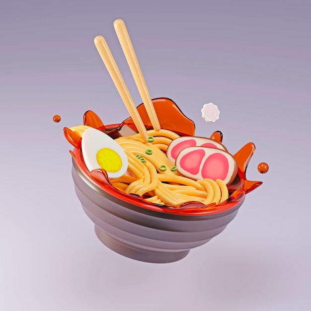 Free photo delicious ramen with chopsticks arrangement