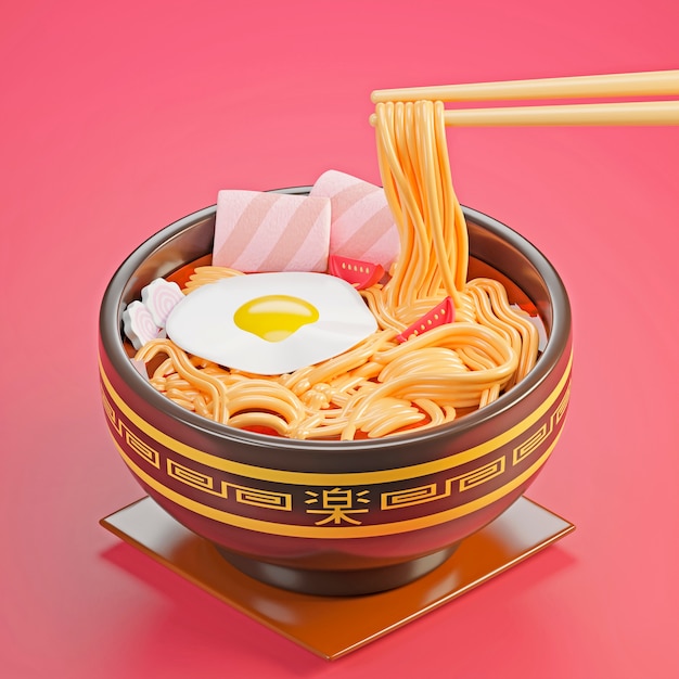 Free photo delicious ramen with chopsticks arrangement