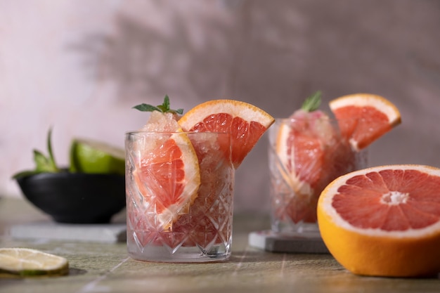 Free Photo delicious red grapefruit granita still life