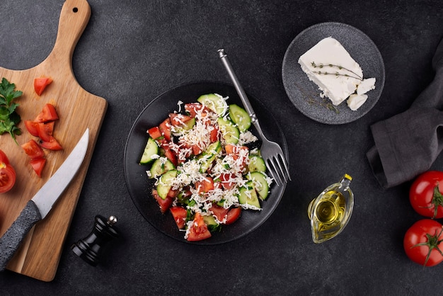 Free Photo delicious salad on plate flat lay