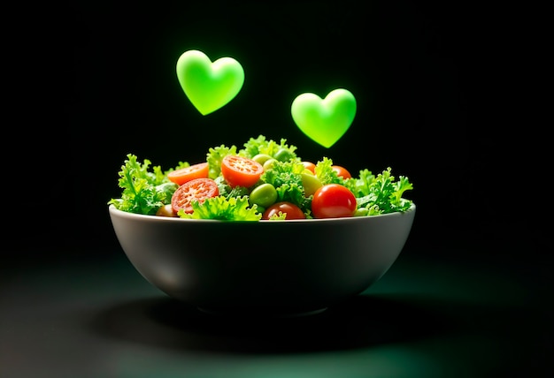 Free photo delicious salad with emojis