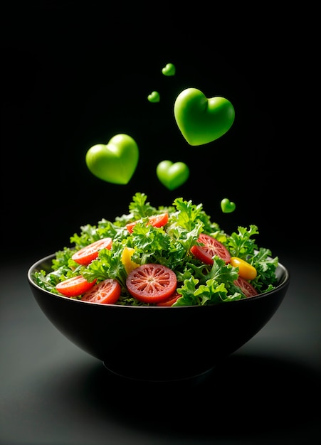 Free photo delicious salad with emojis