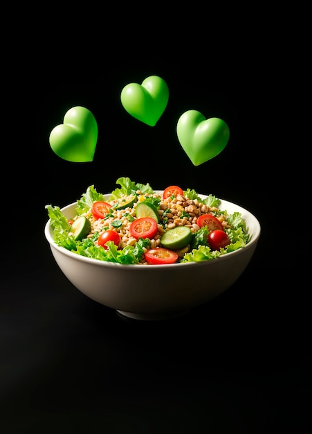 Free photo delicious salad with emojis