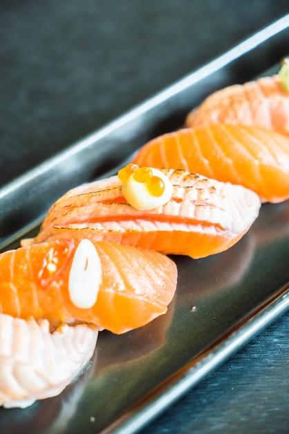 Free Photo delicious salmon sushi