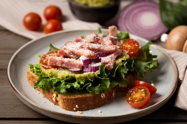 Free Photo delicious sandwich arrangement on plate