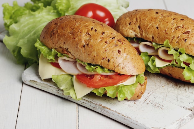 Delicious sandwiches with lettuce