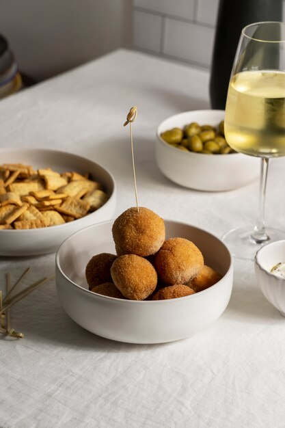 Delicious spanish croquettes arrangement