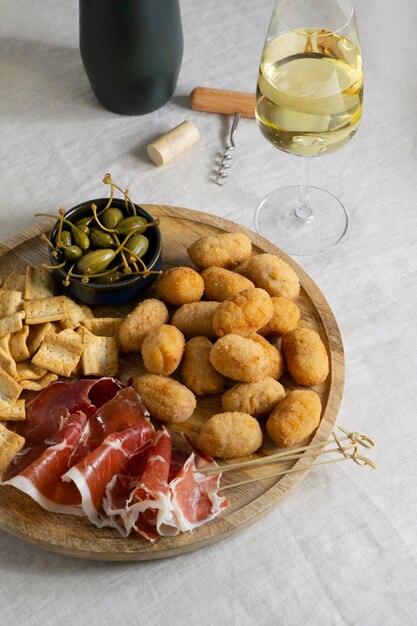 Delicious spanish croquettes arrangement