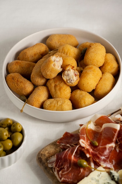 Delicious spanish croquettes composition