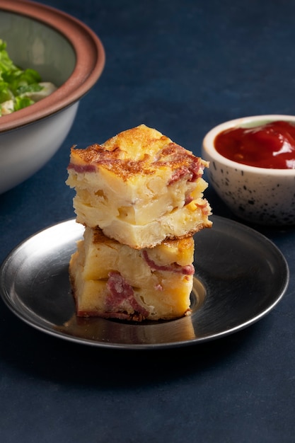 Delicious spanish tortilla still life