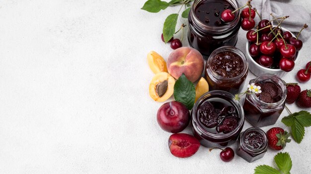 Delicious stewed fruit in jars