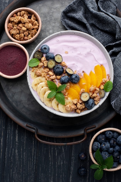 Delicious sweet açai bowl arrangement