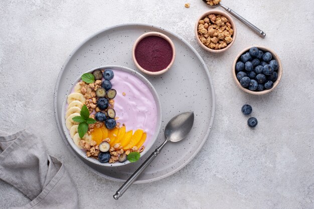 Delicious sweet açai bowl assortment