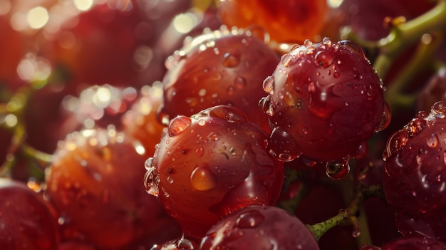 Delicious sweet red grapes still life