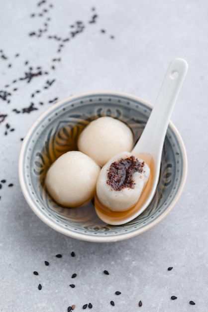 Free photo delicious sweet tang yuan composition