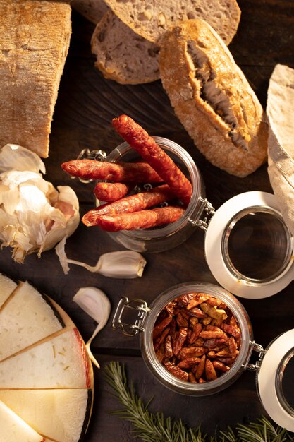 Delicious traditional chorizo assortment