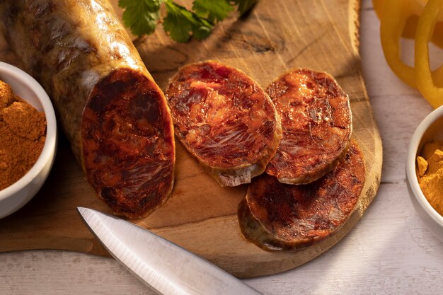 Delicious traditional chorizo assortment