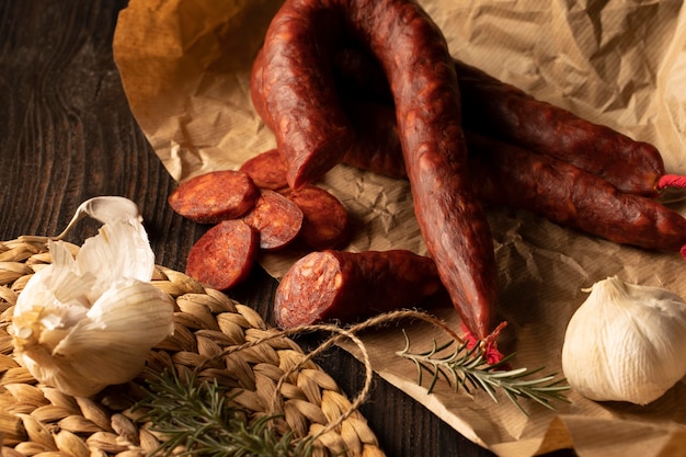 Free Photo delicious traditional chorizo composition