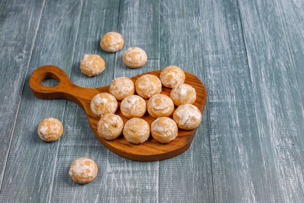 Delicious traditional russian gingerbread with apple, top view