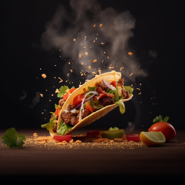 Delicious traditional taco with meat