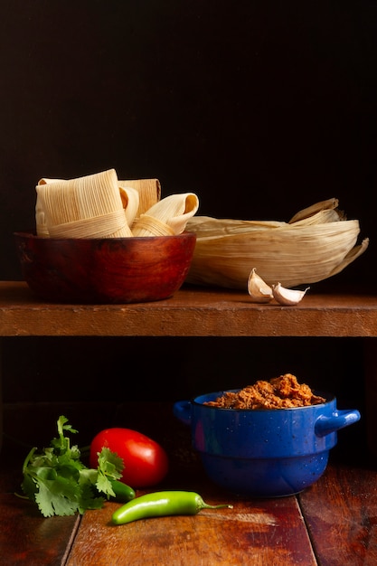 Free photo delicious traditional tamales composition