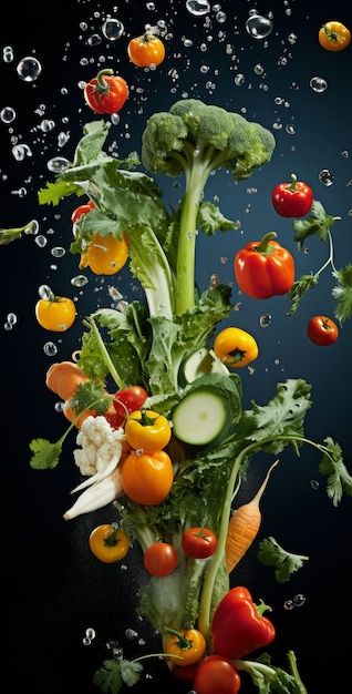 Free Photo delicious vegetables floating