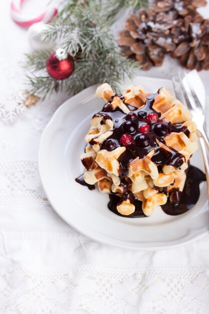 Delicious waffles to celebrate christmas